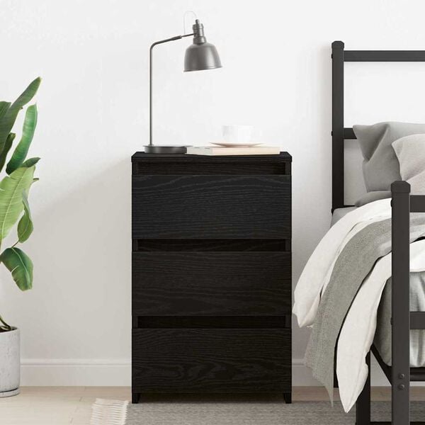 vidaXL Bedside Cabinet Black Oak 40 x 35 x 62.5 cm Engineered Wood
