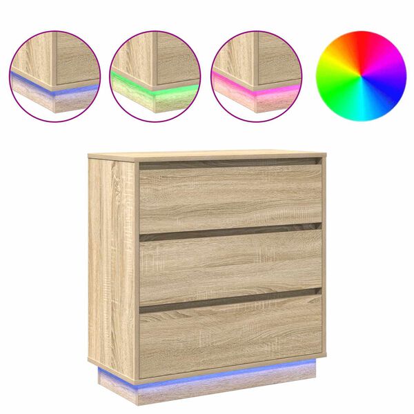 vidaXL Bedside Cabinet Sonoma Oak 71 x 34.5 x 75 cm Engineered wood