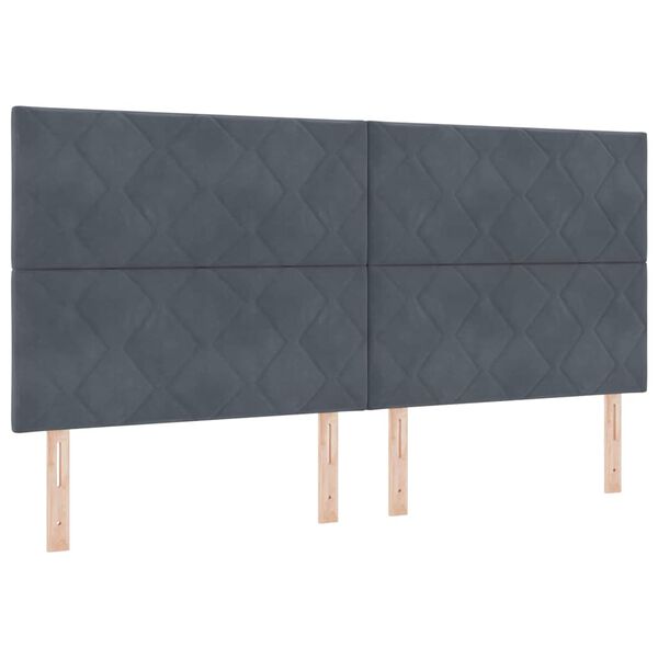 vidaXL Headboard Height Adjustable Dark grey 200 cm Velvet