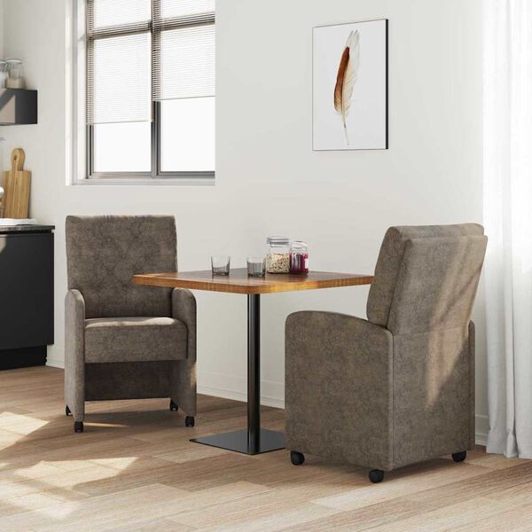 vidaXL Dining Chairs with Wheels 2 pcs Dark grey 58 x 67 x 97 cm