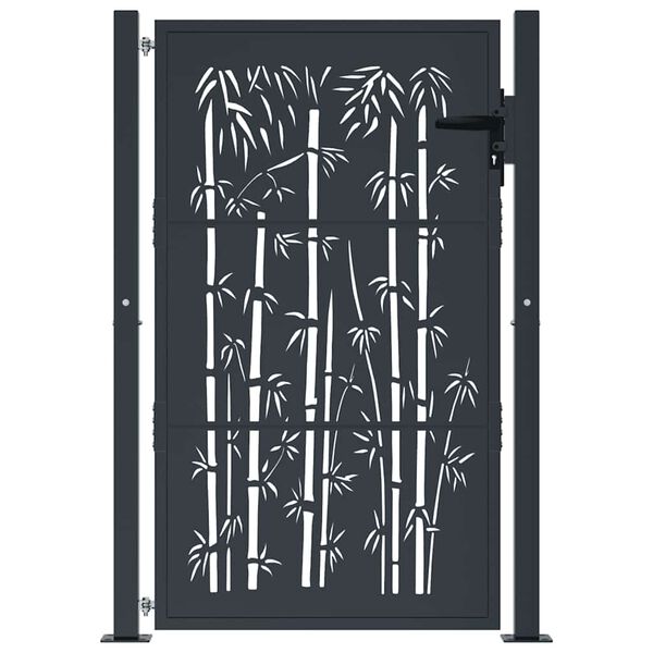 vidaXL Garden Gate Anthracite 100x150 cm Steel Bamboo Design