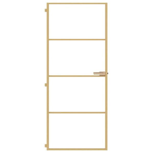vidaXL Interior Door Slim Golden 83x201.5 cm Tempered Glass and Aluminium