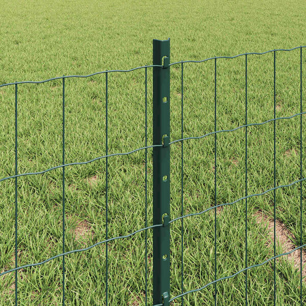 vidaXL Fence with Post Green 0.4 x 10 m Steel and PVC