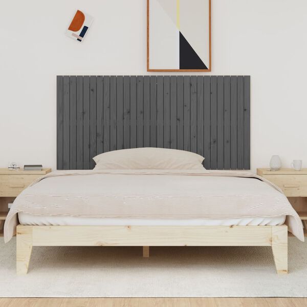 vidaXL Wall Headboard Grey 185x3x90 cm Solid Wood Pine