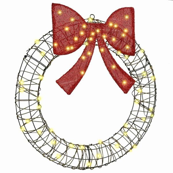 vidaXL Wreath with 60 LEDs Warm white 75 cm Rattan