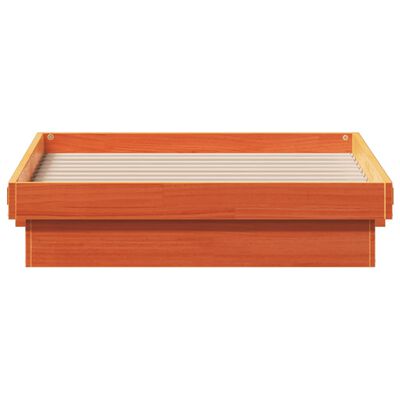 vidaXL LED Bed Frame Wax Brown 90x190 cm Single Solid Wood Pine