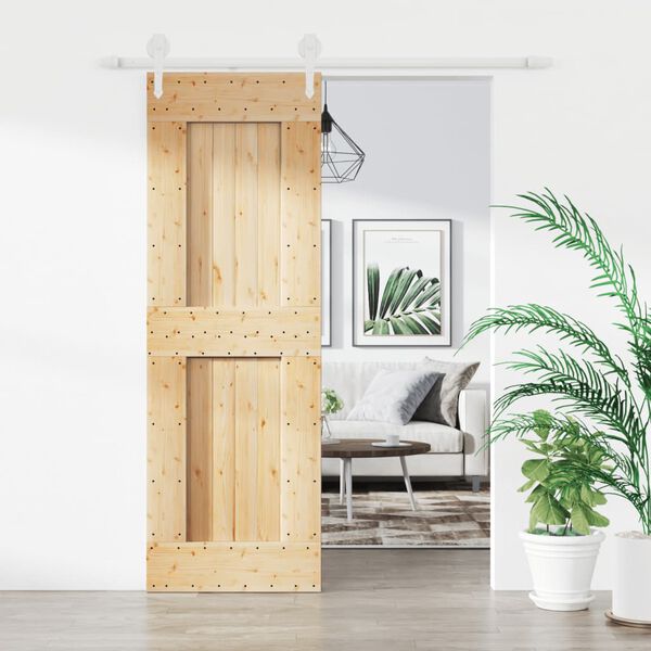 vidaXL Sliding Door with Hardware Set 70x210 cm Solid Wood Pine