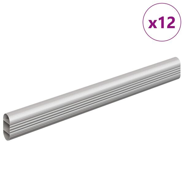 vidaXL Closet Rod 12 pcs Silver 264 x 15 x 29 mm Aluminium Alloy