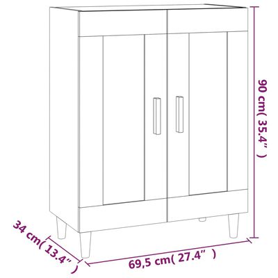 vidaXL Sideboard High Gloss White 69.5x34x90 cm Engineered Wood