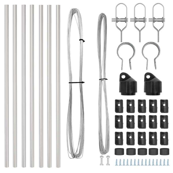 vidaXL Fence Post 7 pcs Silver Steel
