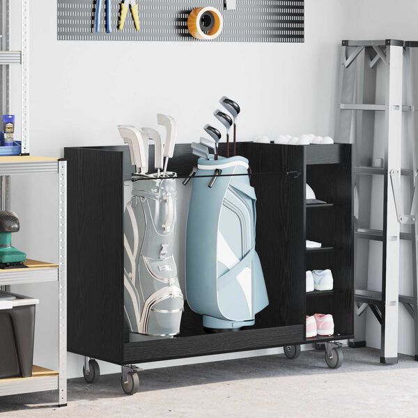 vidaXL Golf Cabinet with Wheel Plain Black Oak 120 x 45 x 98 cm