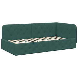 vidaXL Corner Bed Frame with Headboard Dark Green 100 x 200 cm Velvet