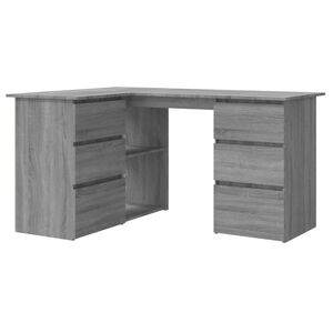 vidaXL Corner Desk Grey Sonoma 145x100x76 cm Engineered Wood