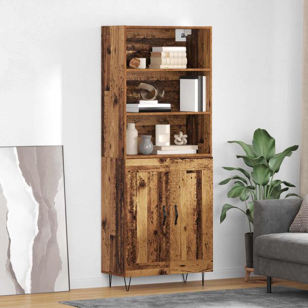 vidaXL Highboard 2 pcs Old Wood Engineered Wood