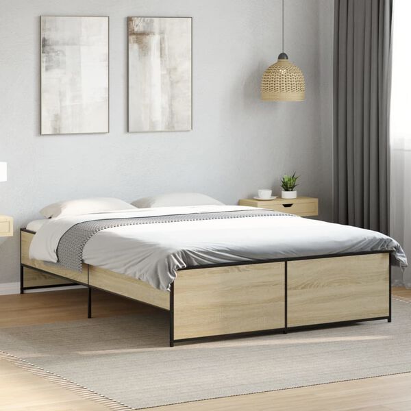 vidaXL Bed Frame without Mattress Sonoma Oak 140x190 cm