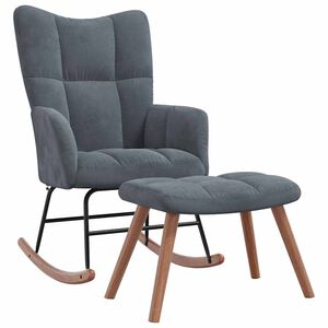 vidaXL Rocking Chair with Footstool Dark Grey Velvet
