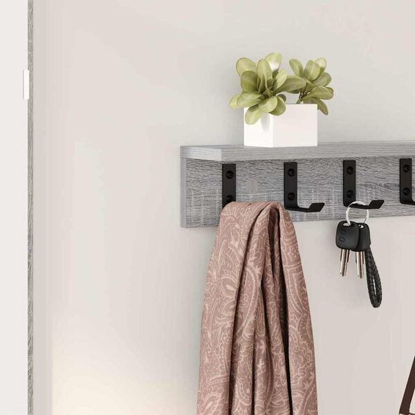 vidaXL Wall-Mounted Coat Rack Grey Sonoma 80 x 10.5 x 10.5 cm