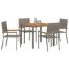 vidaXL Garden Dining Set 5 pcs Grey Poly Rattan