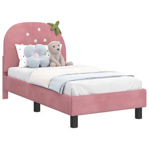 vidaXL Toddler Bed Frame with Headboard Pink 70 x 140 cm Velvet