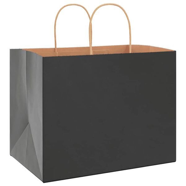 vidaXL Paper Bags 50 pcs with Handles Black 32x22x24 cm