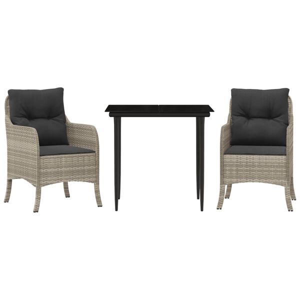 vidaXL 7 Piece Garden Dining Set with Cushions Light Grey Poly Rattan