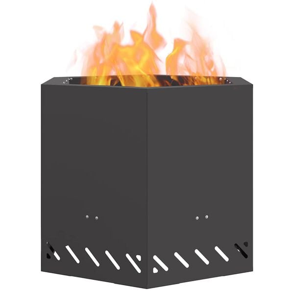 vidaXL Smokeless Fire Pit Black 58 x 58 x 51 cm Steel