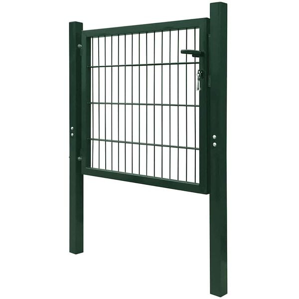 vidaXL Fence Gate Steel Green 100x100 cm
