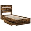vidaXL Storage Bed with Drawer Smoked Oak 90 x 200 cm Engineered Wood