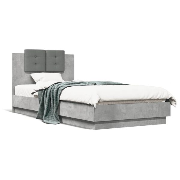 vidaXL Bed Frame without Mattress Concrete Grey 100x200 cm
