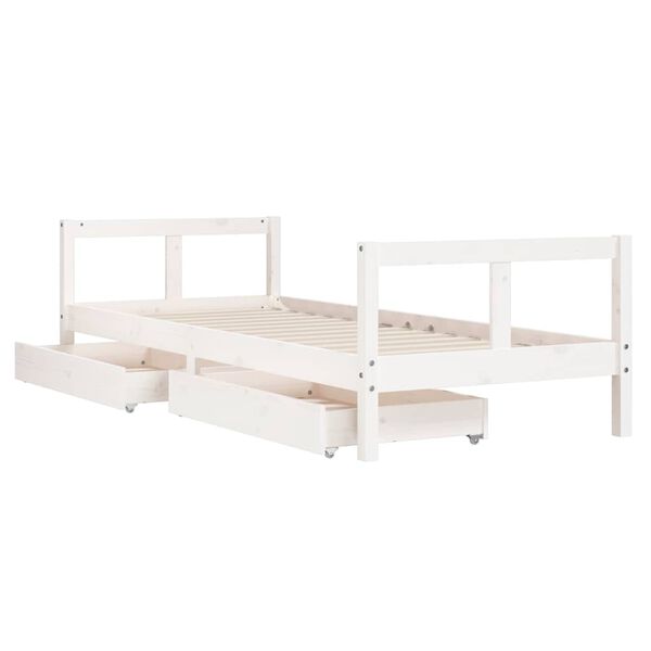 vidaXL Kids Bed Frame with Drawers White 80x200 cm Solid Wood Pine
