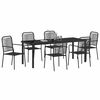 vidaXL Garden Dining Set 7 pcs Black Powder-Coated Steel