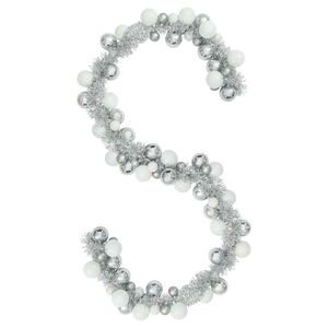 vidaXL Christmas Ball Garland LEDs White and Silver 186 cm Polystyrene