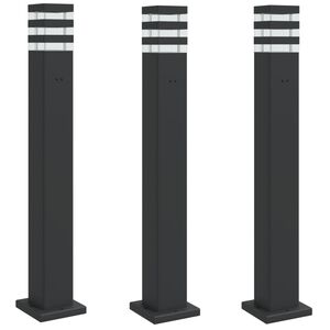 vidaXL Outdoor Floor Lamps with Outlet 3pcs Black 80 cm Aluminium