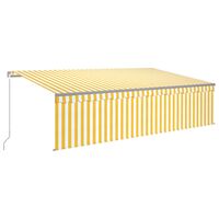 vidaXL Manual Retractable Awning with Blind 5x3m Yellow&White