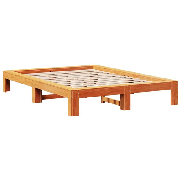 vidaXL Bed Frame without Mattress Wax Brown 140x200 cm Solid Wood Pine