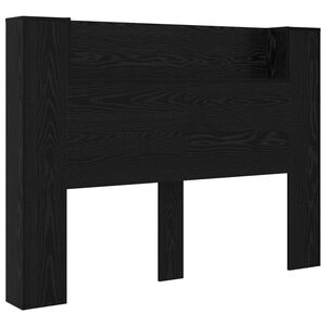 vidaXL Headboard Cabinet with LED Black Oak Engineered Wood