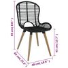 vidaXL Dining Chairs 4 pcs Black Natural Rattan