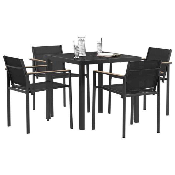 vidaXL Outdoor Furniture Set 5 pcs Black and Anthracite Textilene