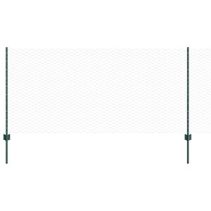 vidaXL Hexagonal Fence with Post 50 x 1 m PVC-Coated Steel Green Mesh