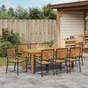 vidaXL Garden Dining Set 9 pcs Black Poly rattan