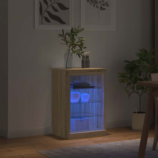 vidaXL Sideboard with LED Lights Sonoma Oak 41x37x67 cm