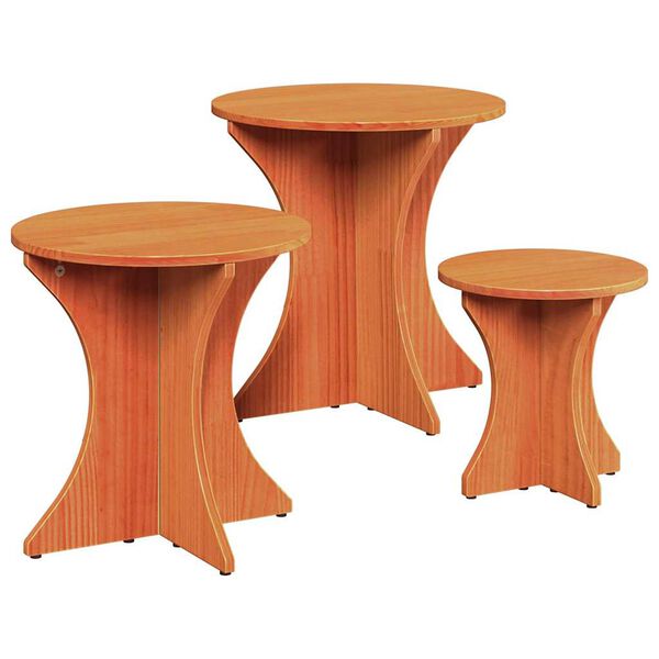 vidaXL Coffee Table 3 pcs Wax Brown