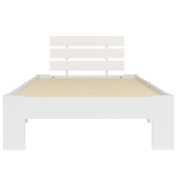 vidaXL Bed Frame without Mattress White Solid Pine Wood 90x200 cm