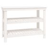 vidaXL Work Bench with Shelf White 110.5 x 50 x 80 cm Solid Pine Wood