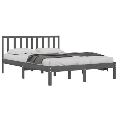 vidaXL Bed Frame Grey Solid Wood Pine 180x200 cm Super King Size