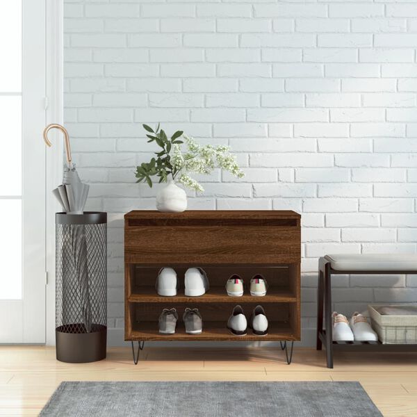 vidaXL Shoe Cabinet Brown Oak 70x36x60 cm Engineered Wood