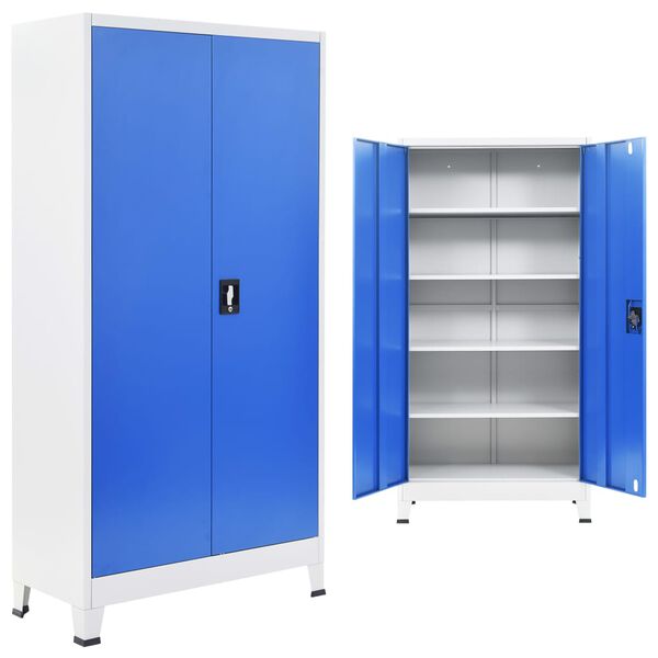 vidaXL Office Cabinet Metal 90x40x180 cm Grey and Blue