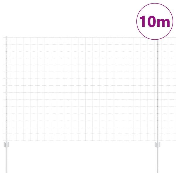vidaXL Fence with Post Silver 1.5 x 10 m Steel