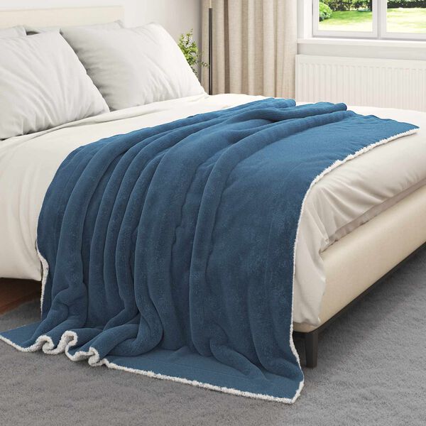vidaXL Throw Blanket Navy Blue 150 x 200 cm Fleece