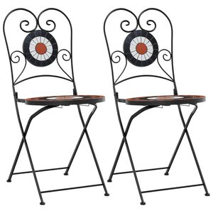 vidaXL Folding Chairs 2 pcs Terracotta and White Ceramic
